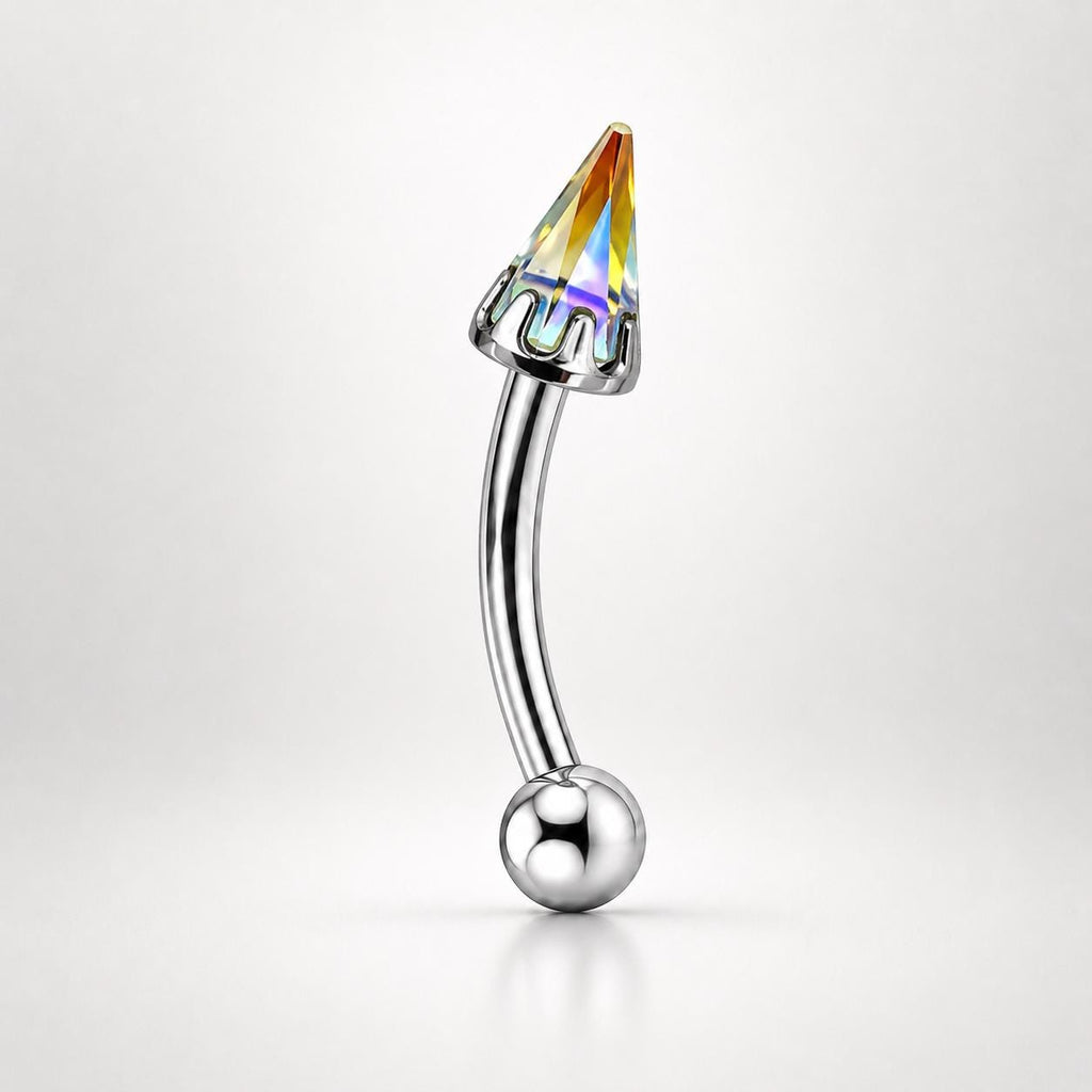 Crystal Spike Titanium Eyebrow Barbell detail 6