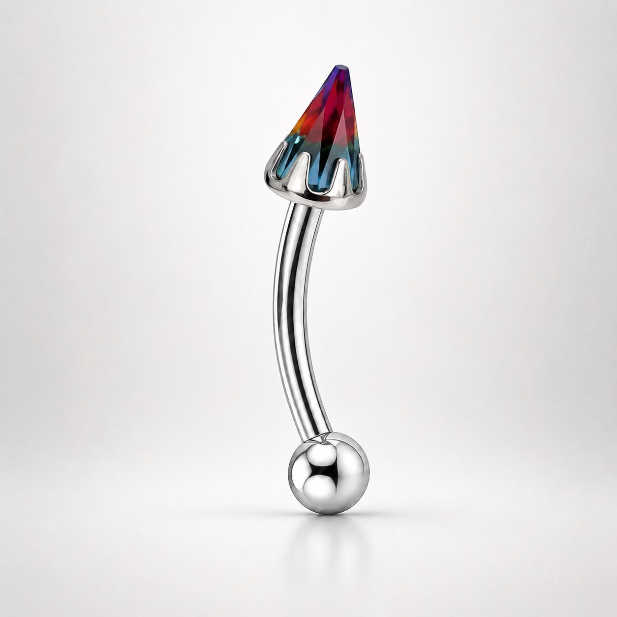 Crystal Spike Titanium Eyebrow Barbell detail 7
