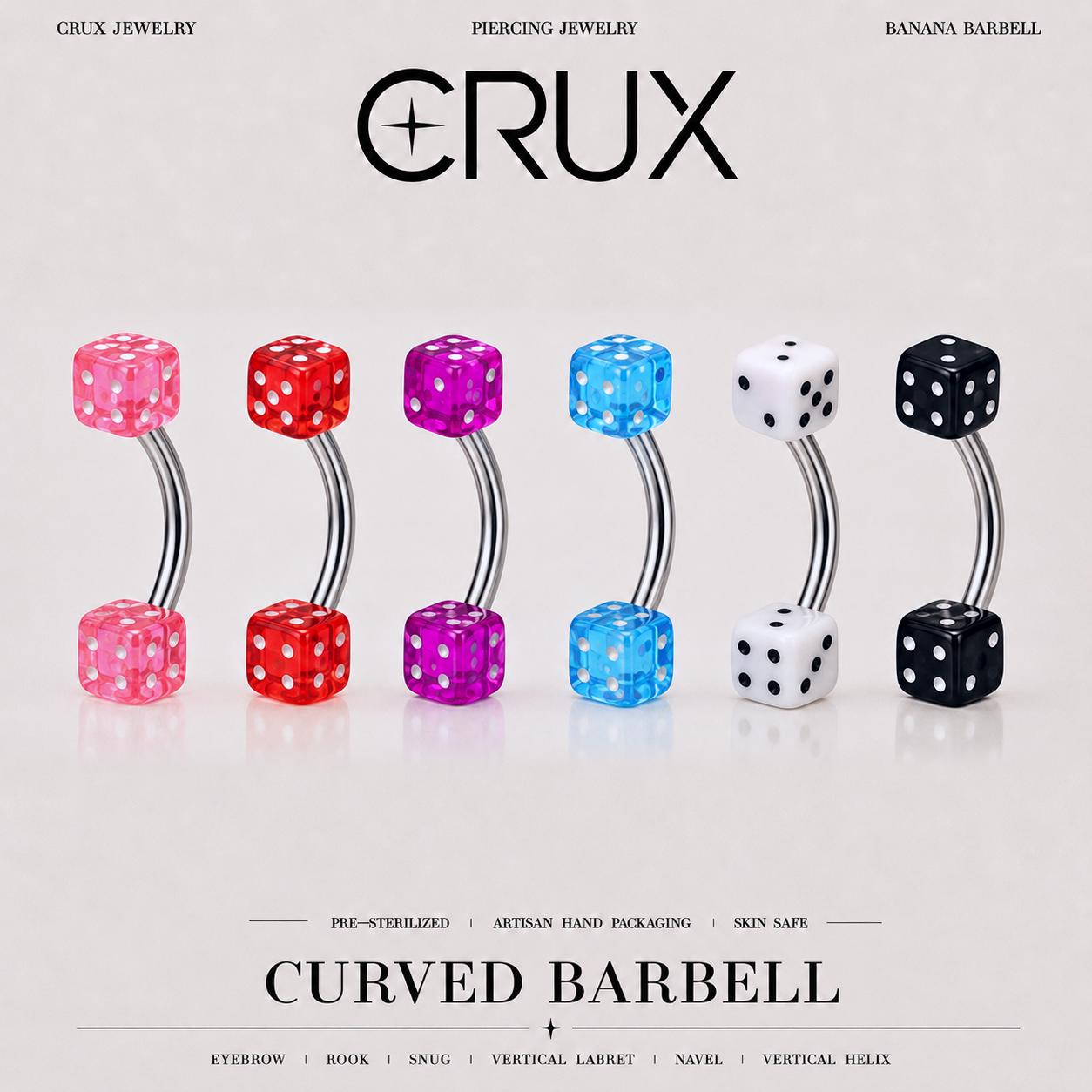 Colorful Dice Titanium Eyebrow Barbell