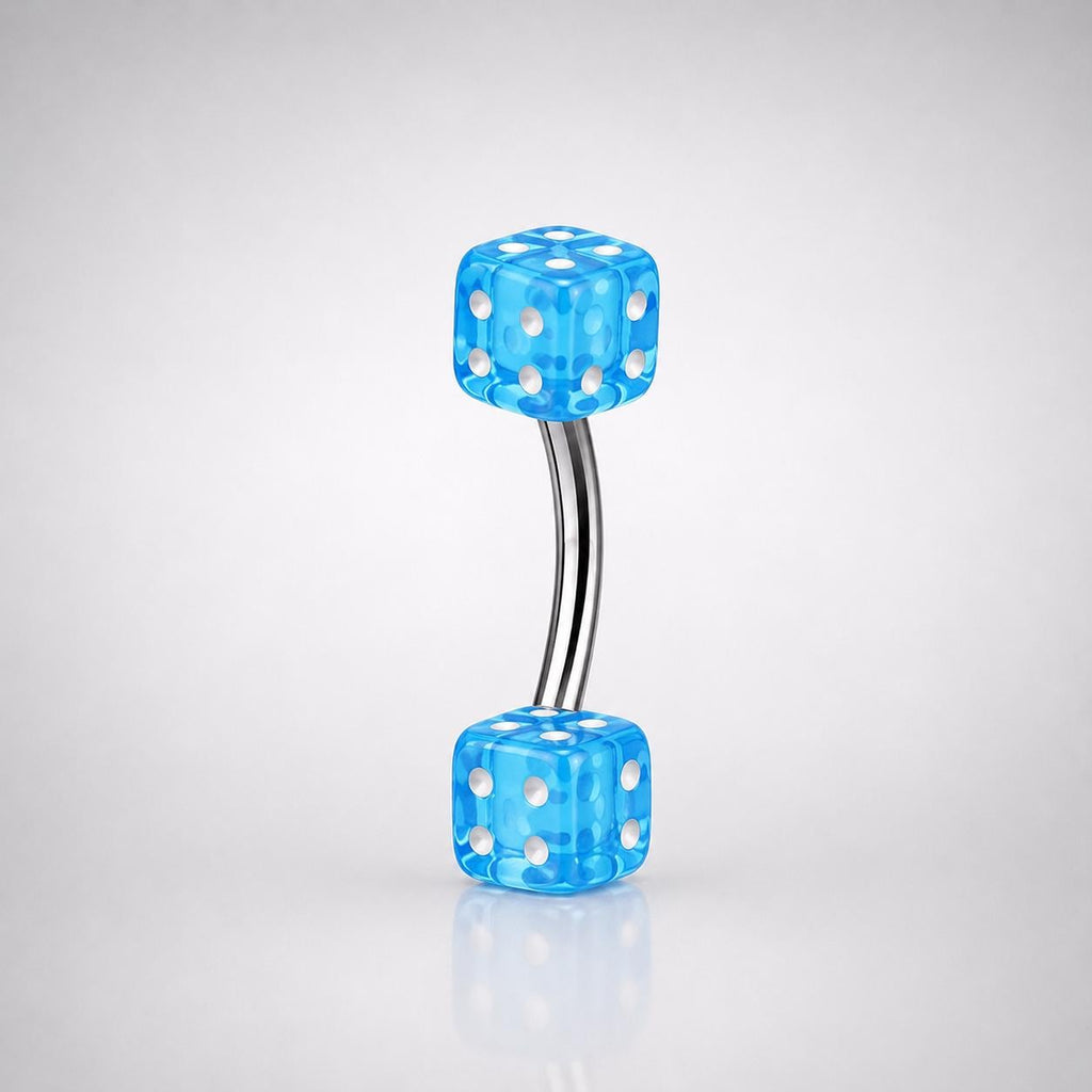 Colorful Dice Titanium Eyebrow Barbell detail 7