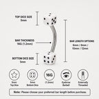 Colorful Dice Titanium Eyebrow Barbell detail 9