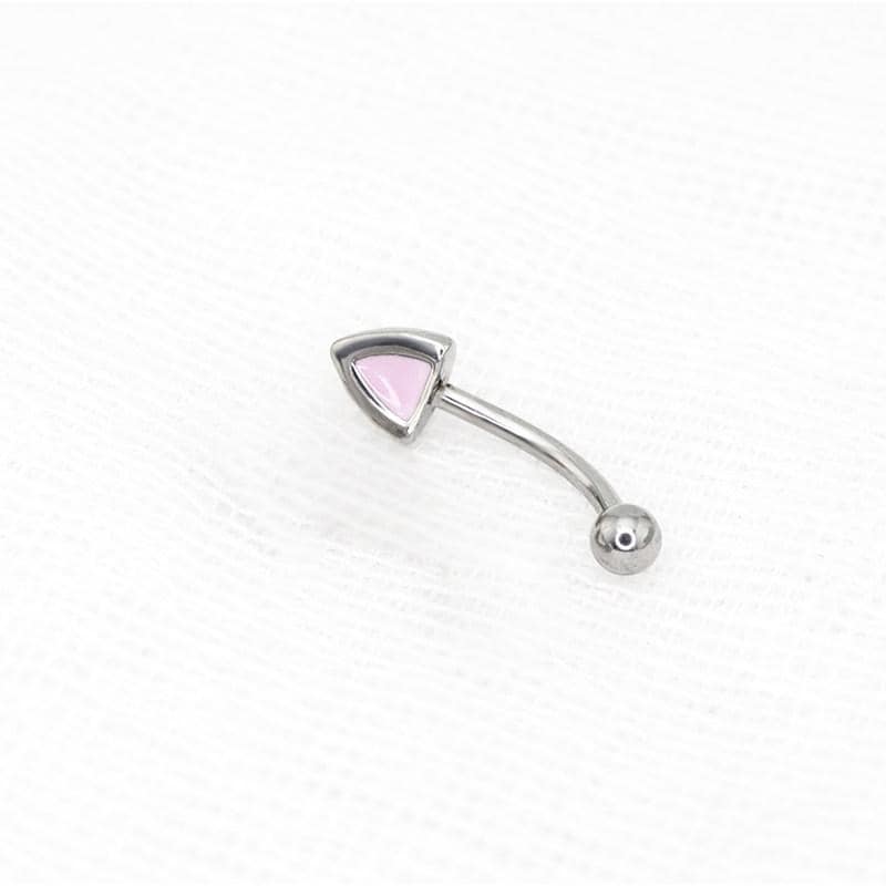 Pink Cat Ear Titanium Eyebrow Barbell detail 3