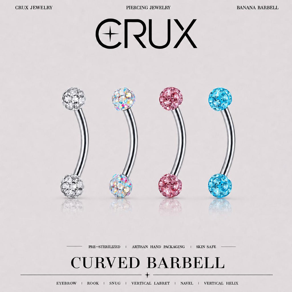 Pavé CZ Ball Titanium Eyebrow Barbell