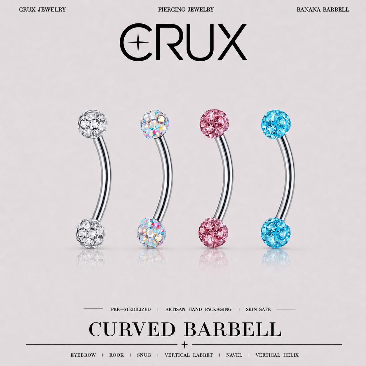 Pavé CZ Ball Titanium Eyebrow Barbell