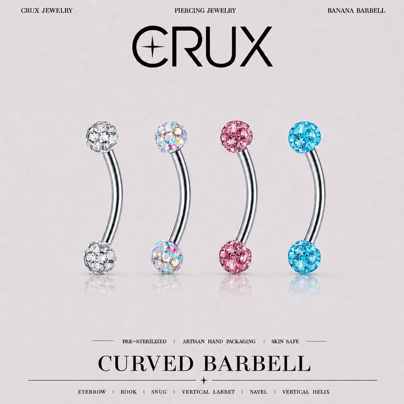 Pavé CZ Ball Titanium Eyebrow Barbell