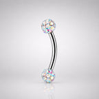 Pavé CZ Ball Titanium Eyebrow Barbell detail 3