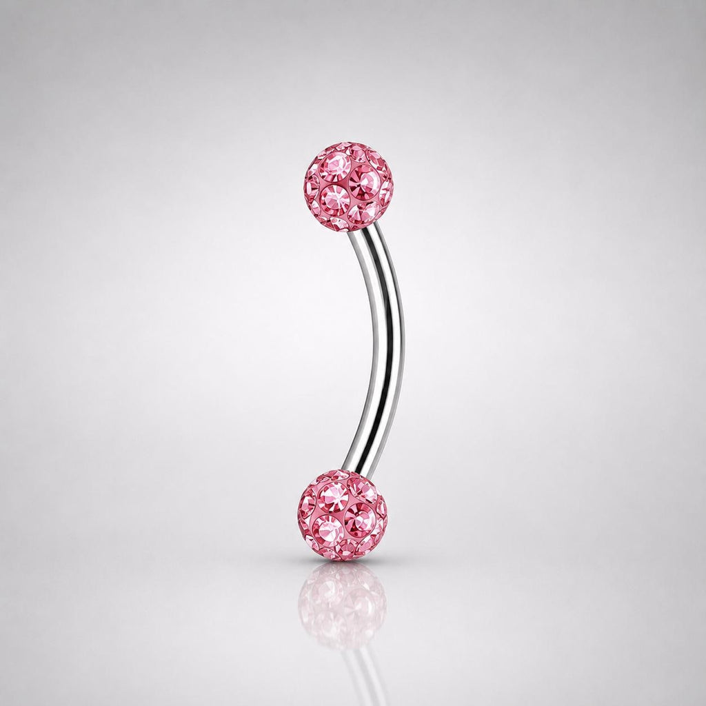 Pavé CZ Ball Titanium Eyebrow Barbell detail 5