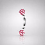 Pavé CZ Ball Titanium Eyebrow Barbell detail 5
