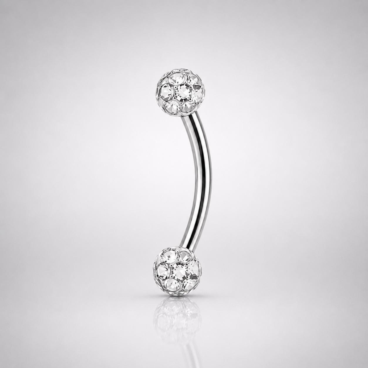 Pavé CZ Ball Titanium Eyebrow Barbell detail 6