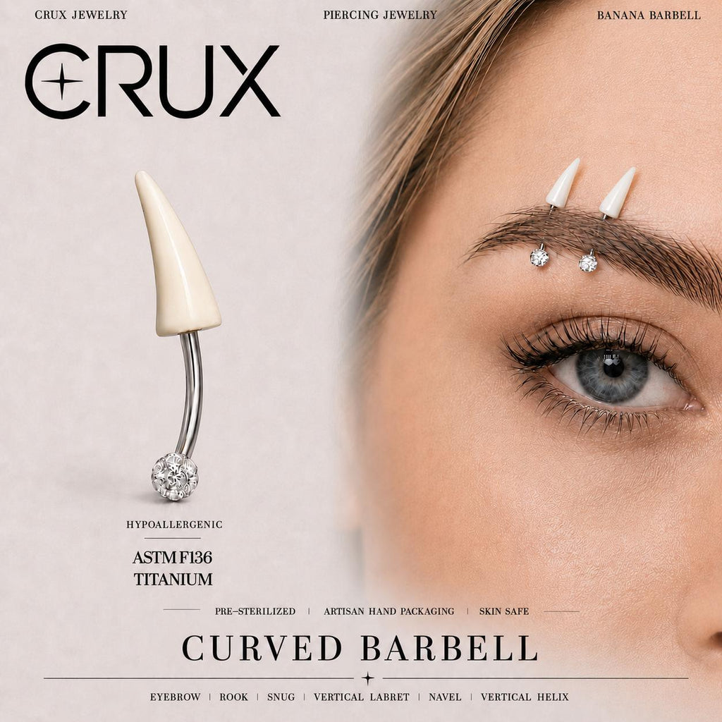White Horn Titanium Eyebrow Barbell