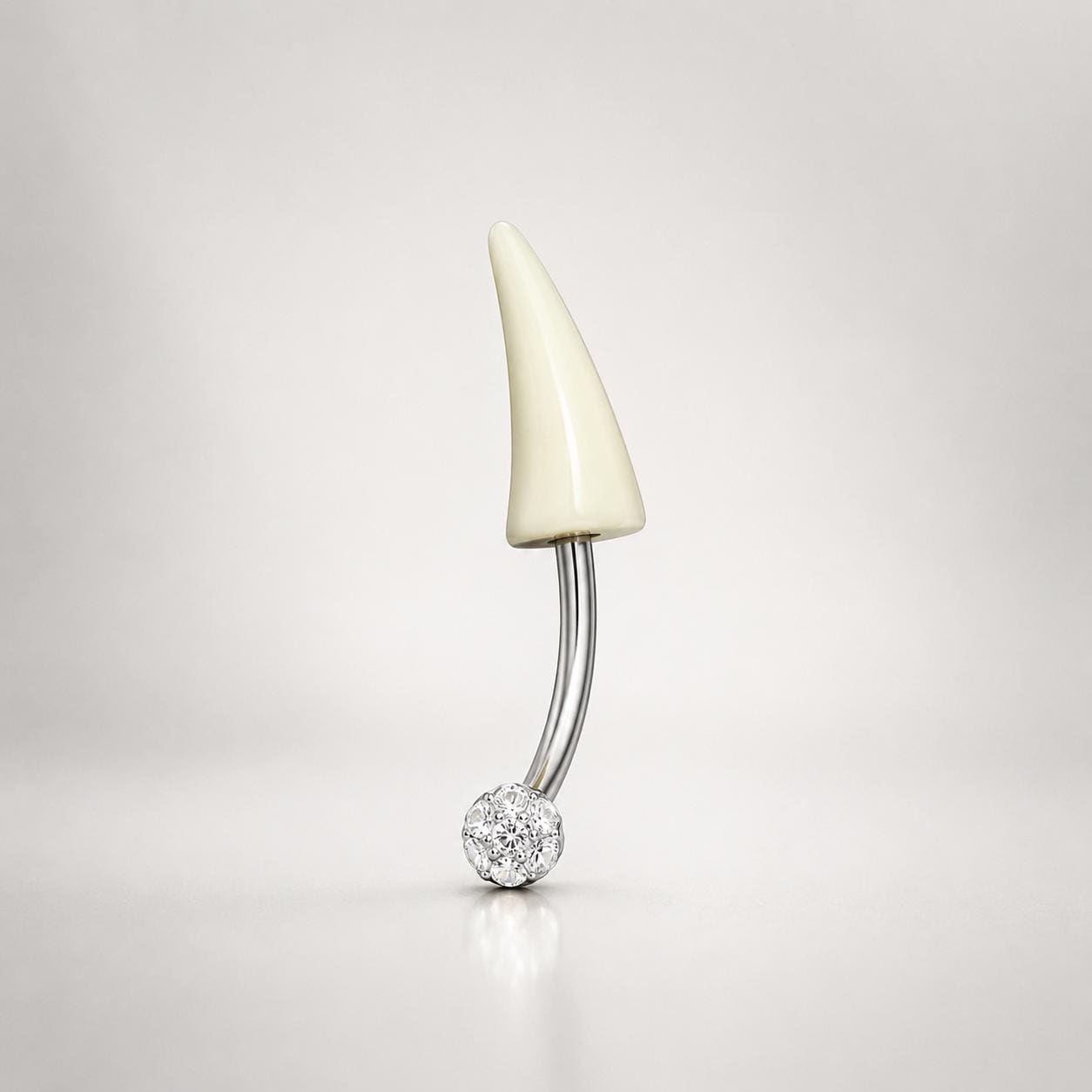White Horn Titanium Eyebrow Barbell detail 3
