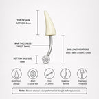White Horn Titanium Eyebrow Barbell detail 4