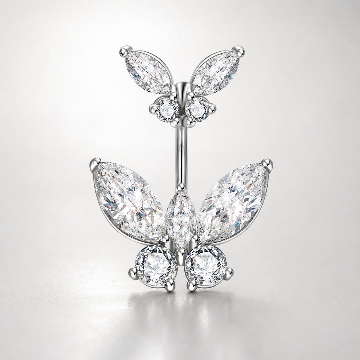 Anneau de nombril papillon en argent sterling S925 avec zircone cubique 