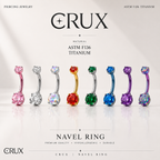 Runder Bauchnabelpiercing aus Titan mit Zirkonia 