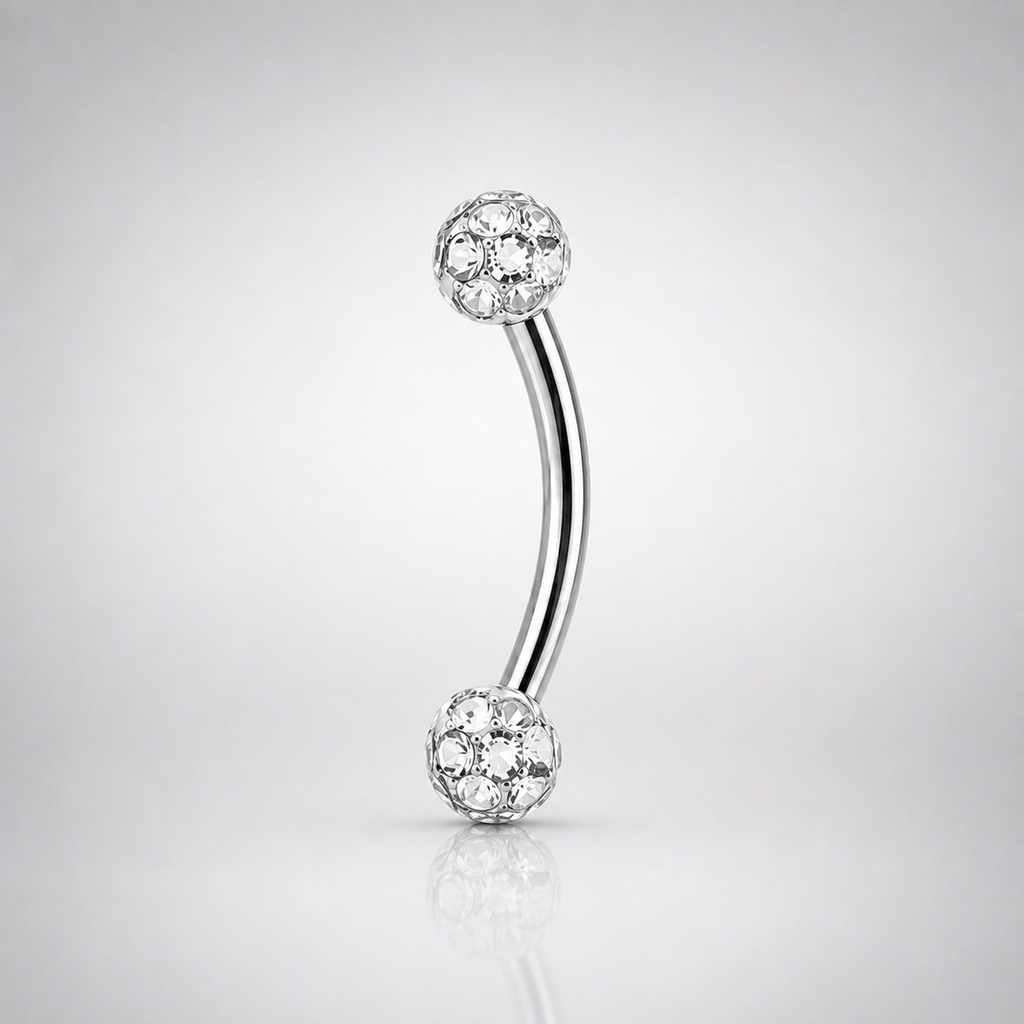 Clou de sourcil en acier inoxydable fileté externe avec zircon cubique 16G 
