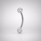 Clou de sourcil en acier inoxydable fileté externe avec zircon cubique 16G 
