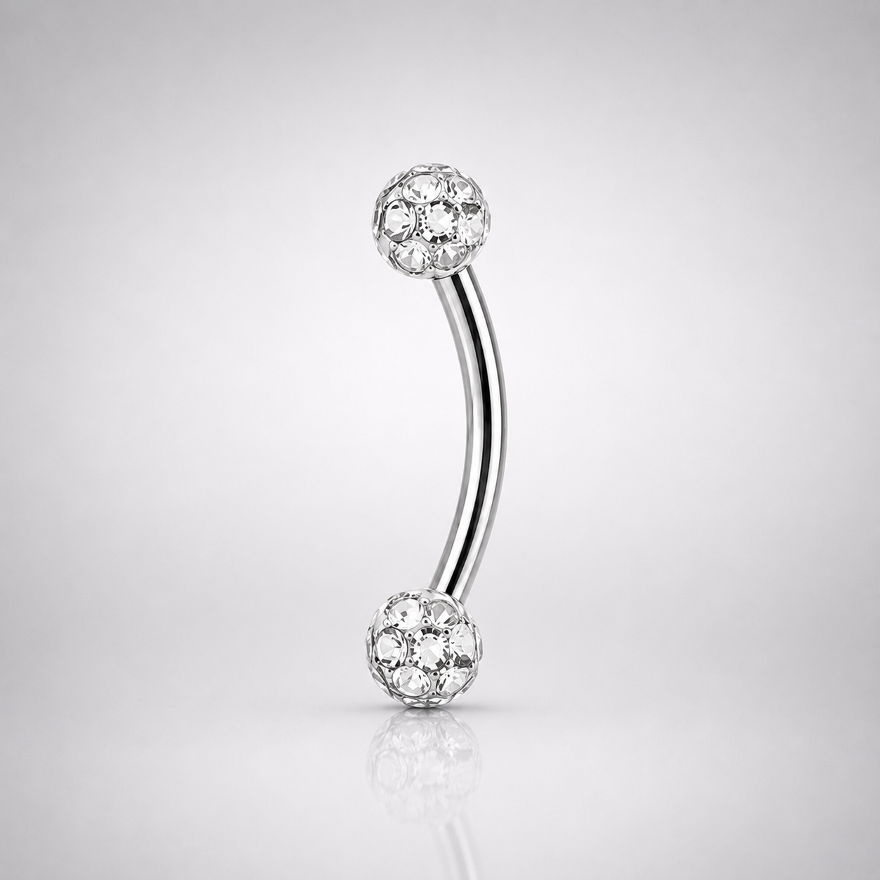 Clou de sourcil en acier inoxydable fileté externe avec zircon cubique 16G 