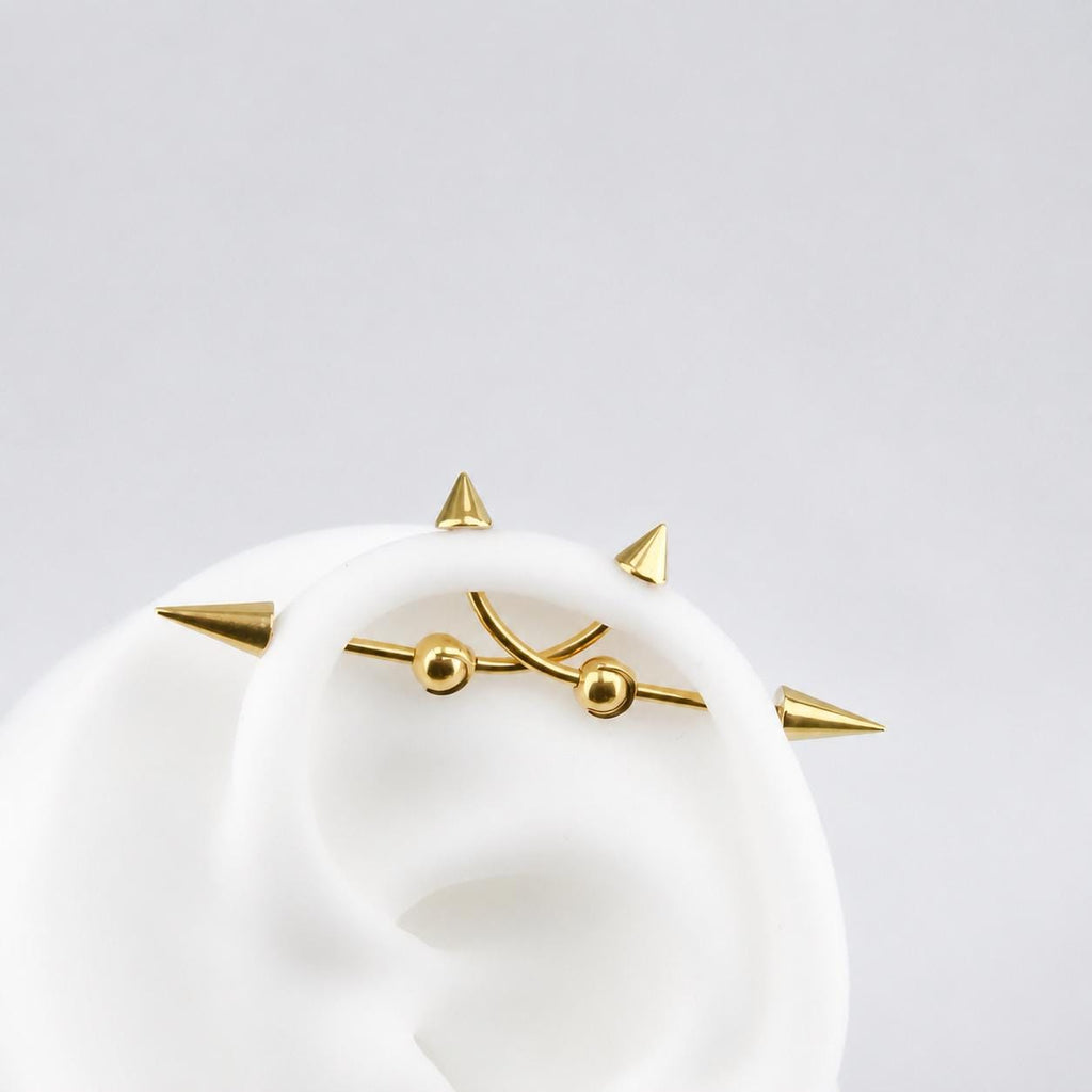 Double Spike titanium industrial barbell, detail view 7