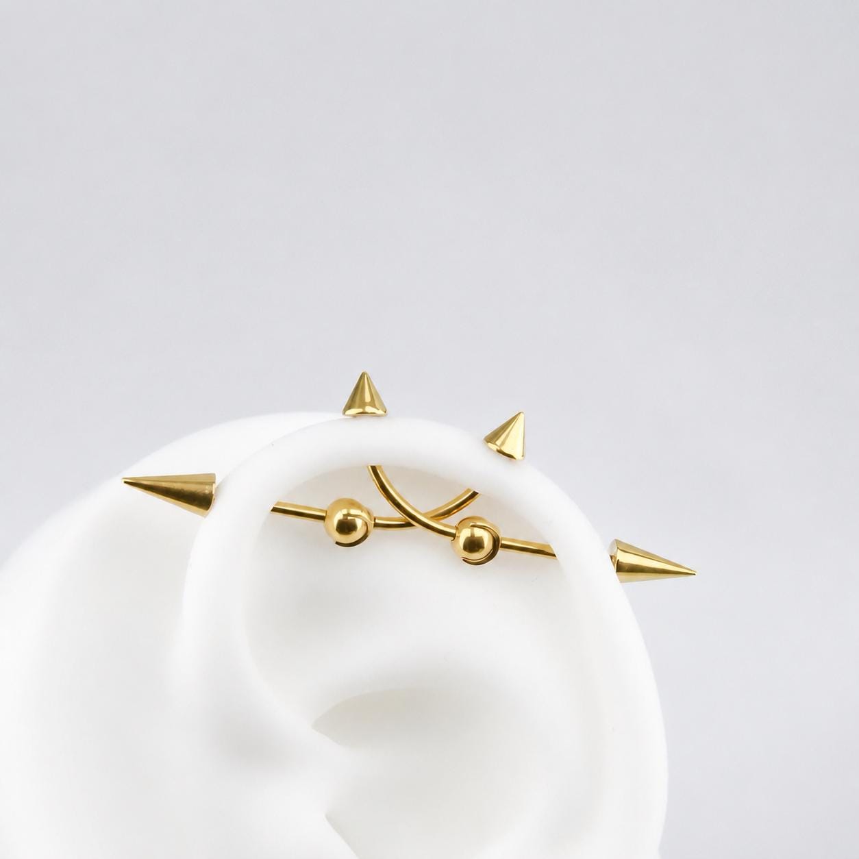 Double Spike titanium industrial barbell, detail view 7