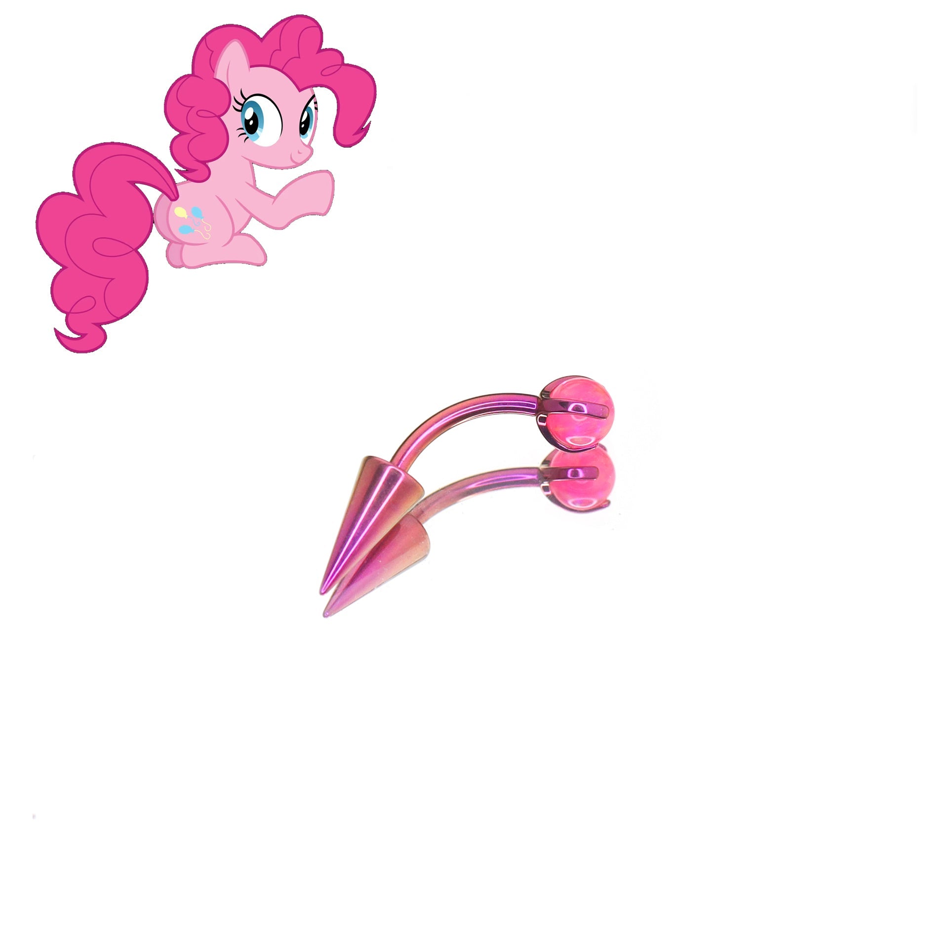 MLP Titanium Inner Thread Zirconia Stud - Eyebrow & Rook & Ear - MLP Titanium Inner Thread Zirconia Stud - Eyebrow & Rook & Ear - Pinkie Pie / 6mm by CRUXJEWELRY