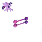 MLP Opal CZ Barbell - Tongue/Nipple Straight Barbell - MLP Opal CZ Barbell - Tongue/Nipple Straight Barbell - Twilight Sparkle / 12mm / 4mm by CRUXJEWELRY