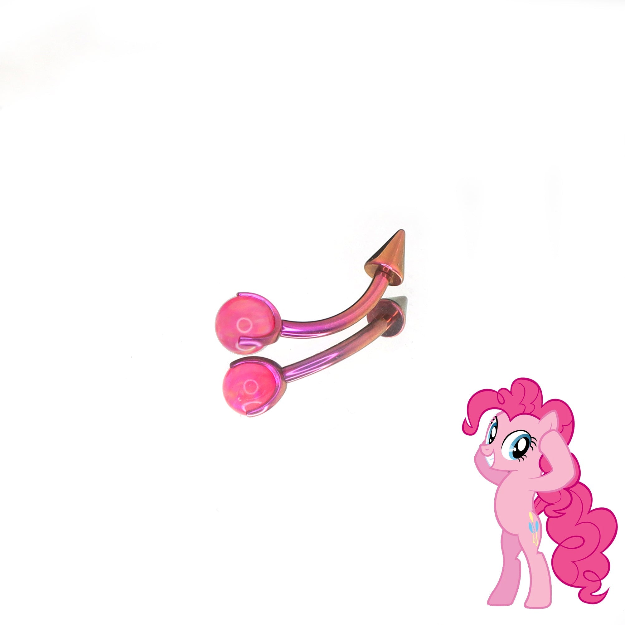 MLP Vibrant Titanium Opal-End Rook/Eyebrow Spike - MLP Vibrant Titanium Opal-End Rook/Eyebrow Spike - Pinkie Pie / 6mm by CRUXJEWELRY