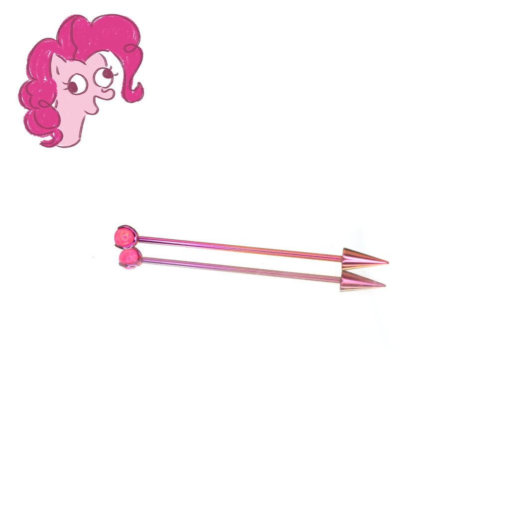MLP Titanium Zirconia Industrial Barbell - MLP Titanium Zirconia Industrial Barbell - Pinkie Pie / 34mm by CRUXJEWELRY