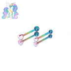 MLP Opal CZ Barbell - Tongue/Nipple Straight Barbell - MLP Opal CZ Barbell - Tongue/Nipple Straight Barbell - Princess Celestia / 12mm / 4mm by CRUXJEWELRY