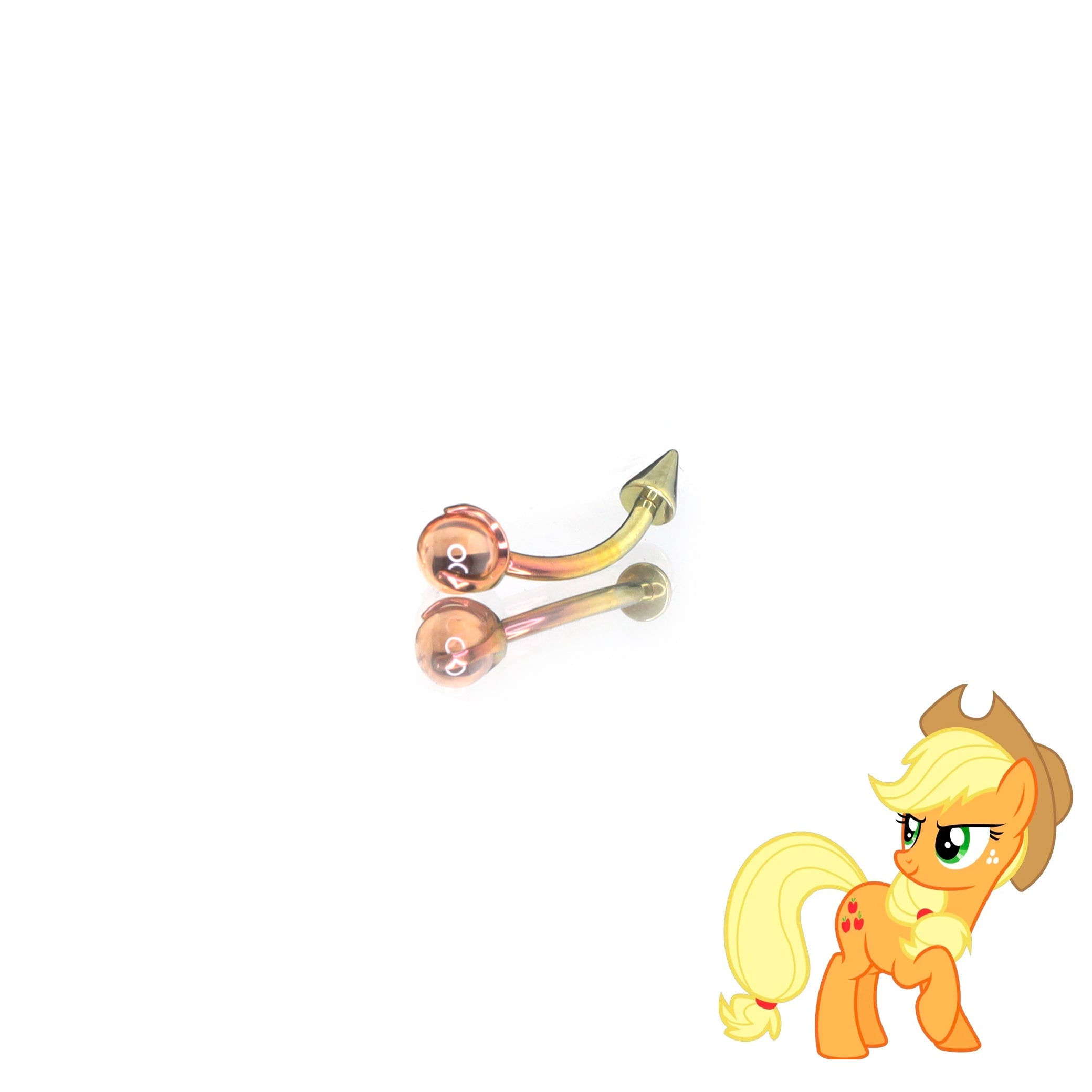 MLP Vibrant Titanium Opal-End Rook/Eyebrow Spike - MLP Vibrant Titanium Opal-End Rook/Eyebrow Spike - Applejack / 6mm by CRUXJEWELRY