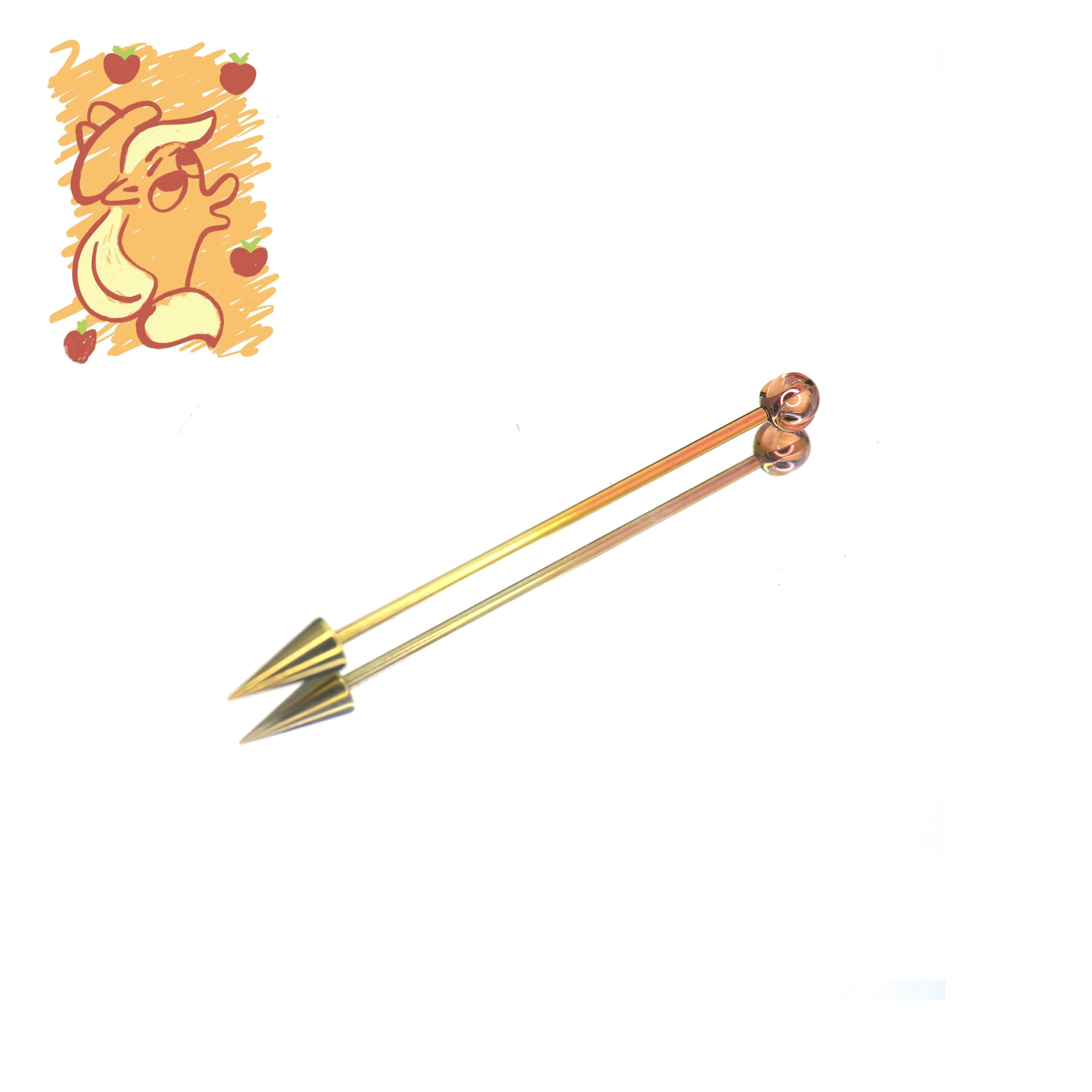 MLP Titanium Zirconia Industrial Barbell - MLP Titanium Zirconia Industrial Barbell - Applejack / 34mm by CRUXJEWELRY