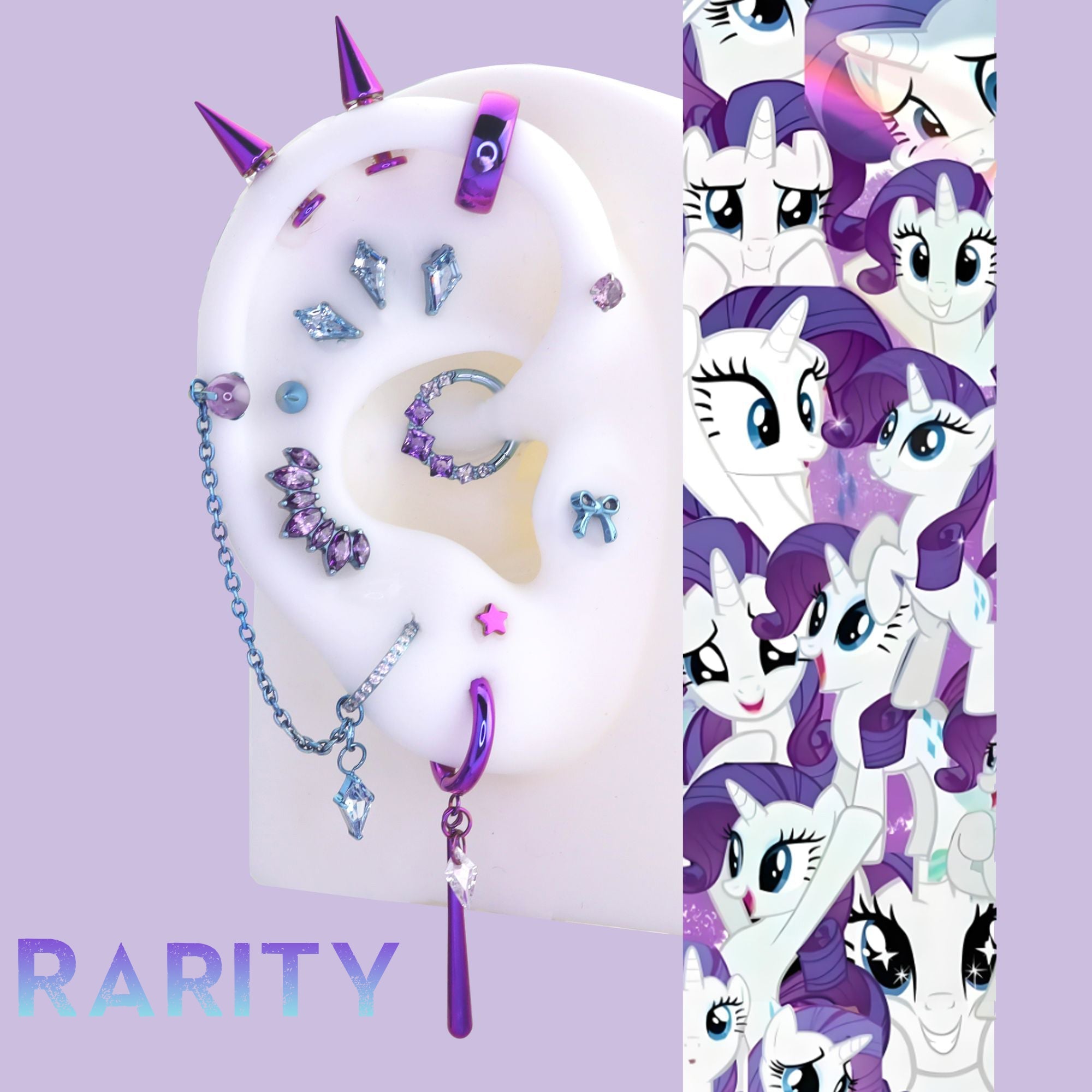 MLP Rarity Series Ear Accessories Set - MLP Rarity Series Ear Accessories Set - PURPLE DEMON STUD / 16G-1.2mm / 6mm by CRUXJEWELRY
