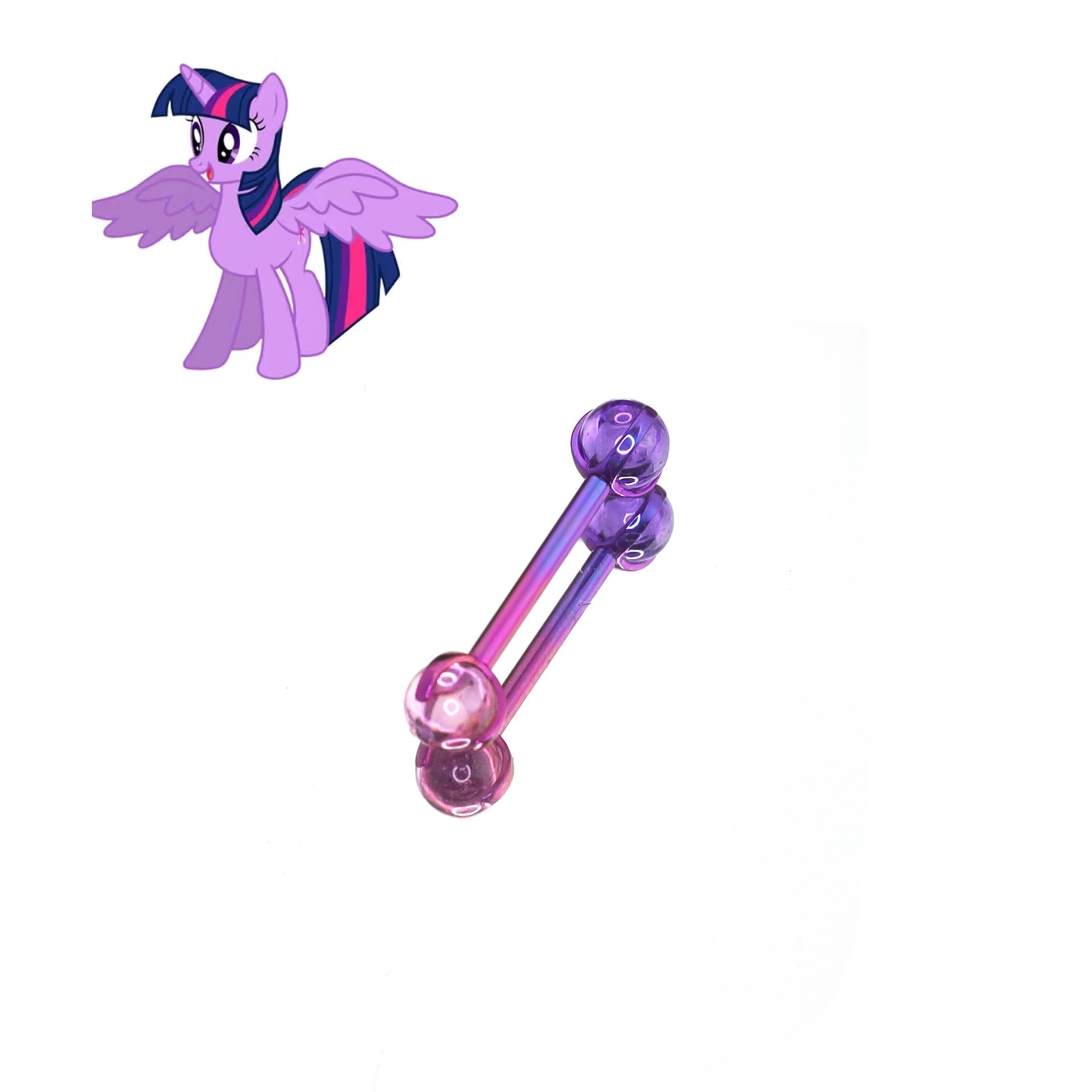 MLP Titanium Internally Threaded Zirconia Barbell - Tongue & Ear - MLP Titanium Internally Threaded Zirconia Barbell - Tongue & Ear - Twilight Sparkle / 10mm by CRUXJEWELRY