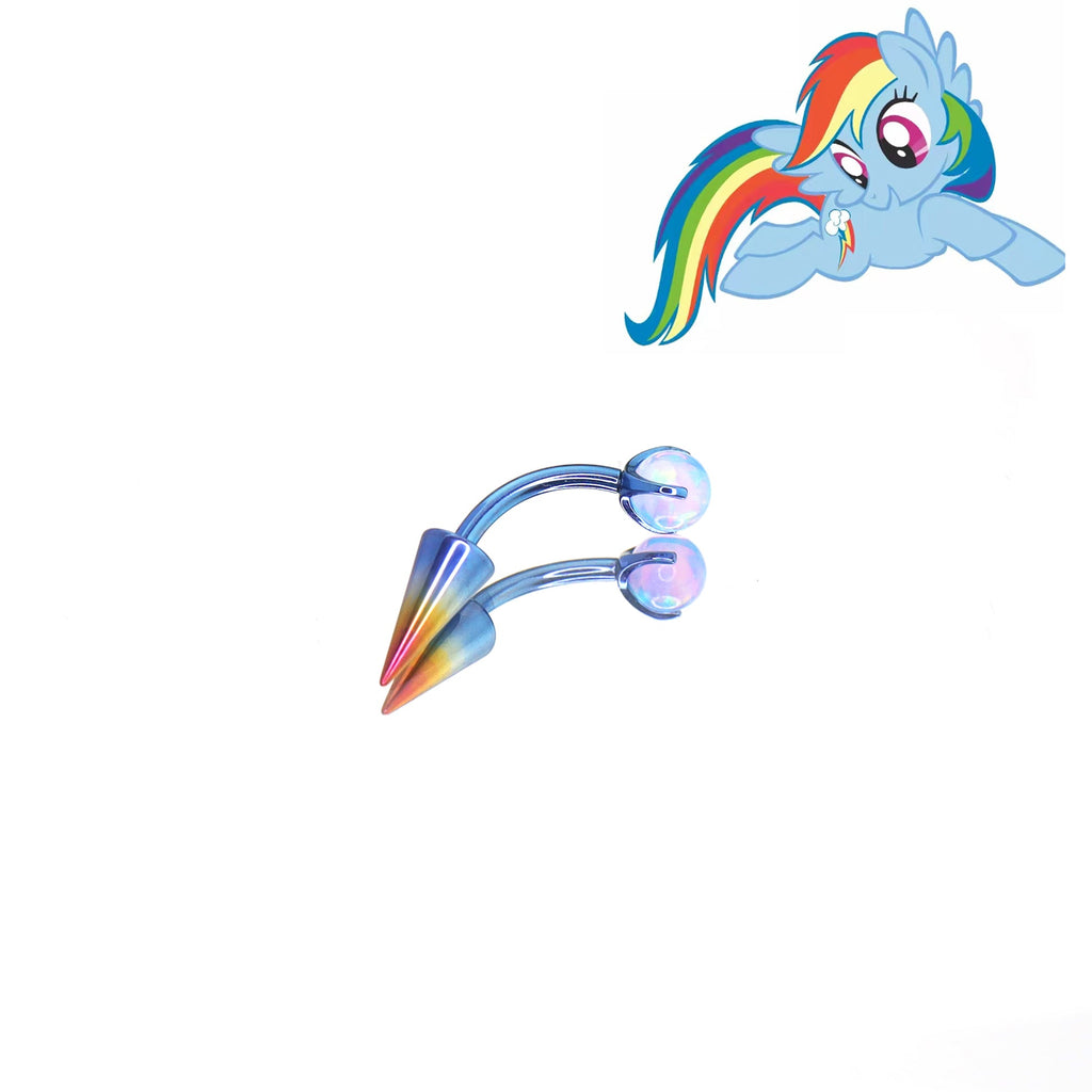MLP Titanium Inner Thread Zirconia Stud - Eyebrow & Rook & Ear - MLP Titanium Inner Thread Zirconia Stud - Eyebrow & Rook & Ear - Rainbow Dash / 6mm by CRUXJEWELRY