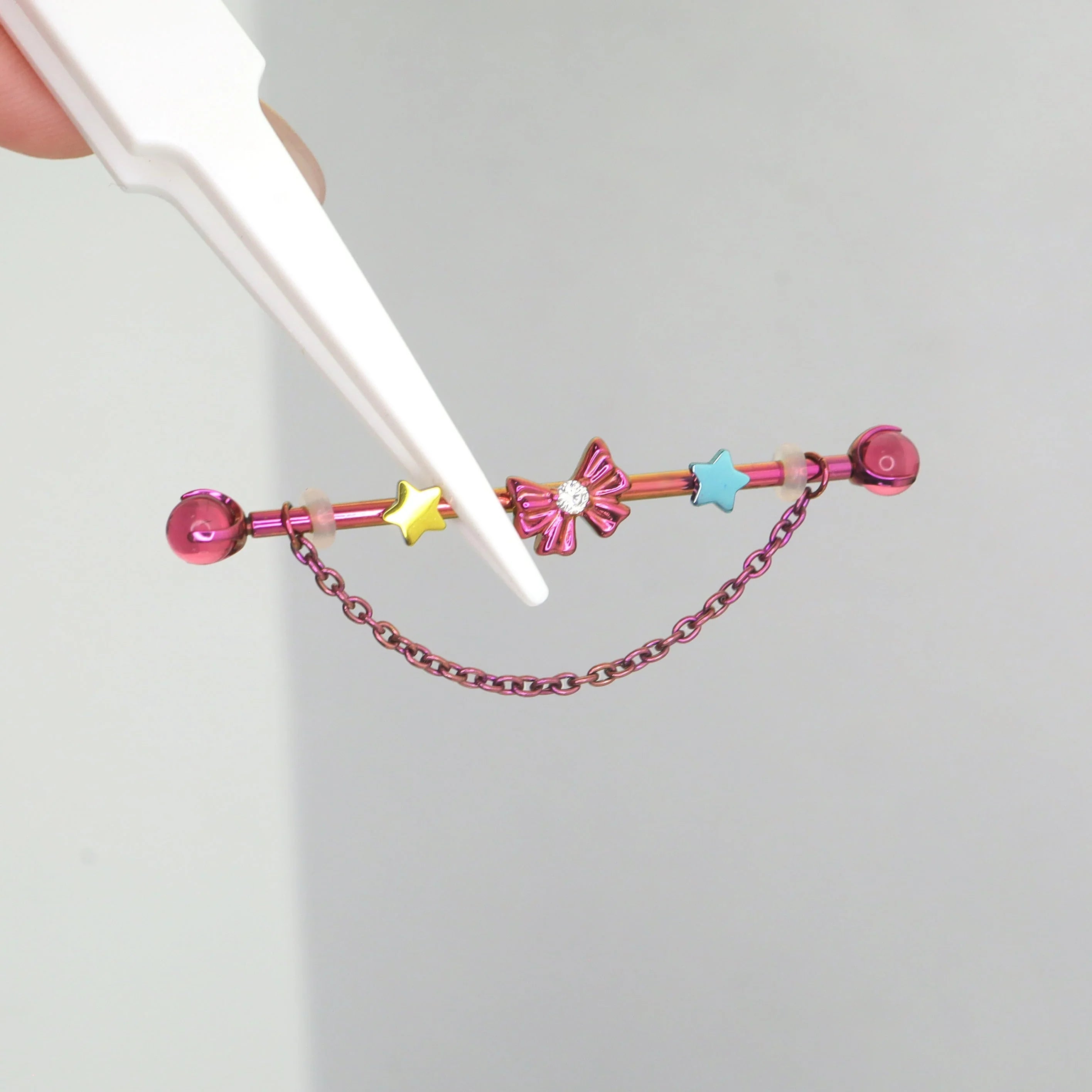 MLP Pinkie Pie Series Ear Accessories Set - MLP Pinkie Pie Series Ear Accessories Set - Star & Bow Industrial Barbell / 34mm / 14G-1.6mm by CRUXJEWELRY