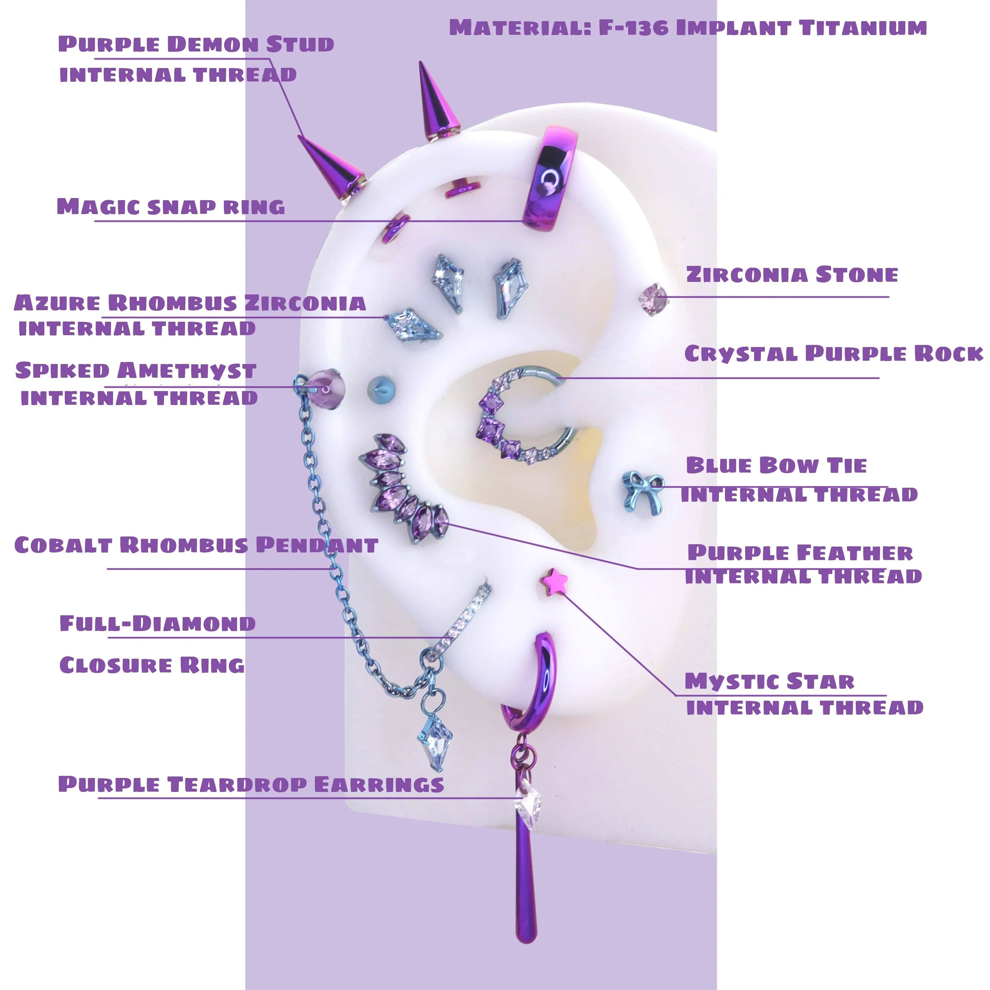 MLP Series Ear Accessories Set Curation - MLP Series Ear Accessories Set Curation - Rainbow Dash by CRUXJEWELRY