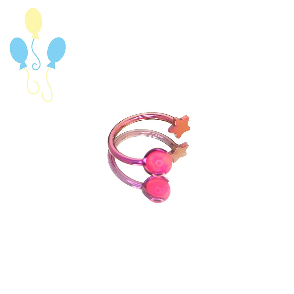 MLP Titanium Internally Threaded Zirconia Ring - Horseshoe, Cartilage, Earring & Labret - MLP Titanium Internally Threaded Zirconia Ring - Horseshoe, Cartilage, Earring & Labret - Pinkie Pie / Star / 8mm by CRUXJEWELRY