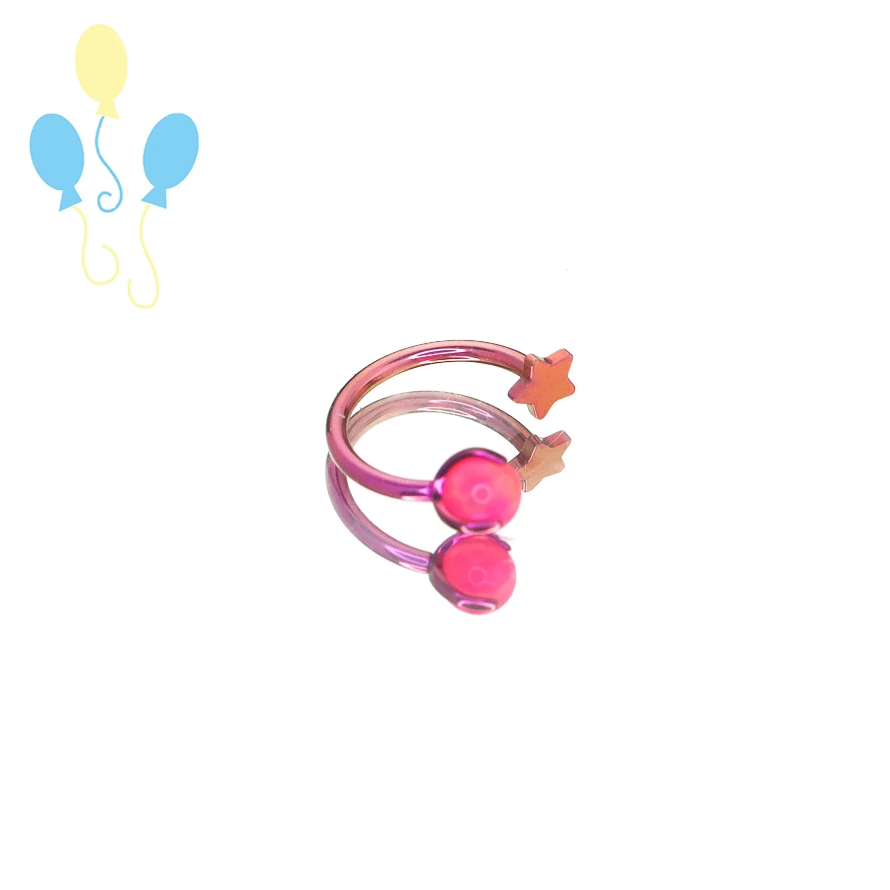 MLP Titanium Internally Threaded Zirconia Ring - Horseshoe, Cartilage, Earring & Labret - MLP Titanium Internally Threaded Zirconia Ring - Horseshoe, Cartilage, Earring & Labret - Pinkie Pie / Star / 8mm by CRUXJEWELRY