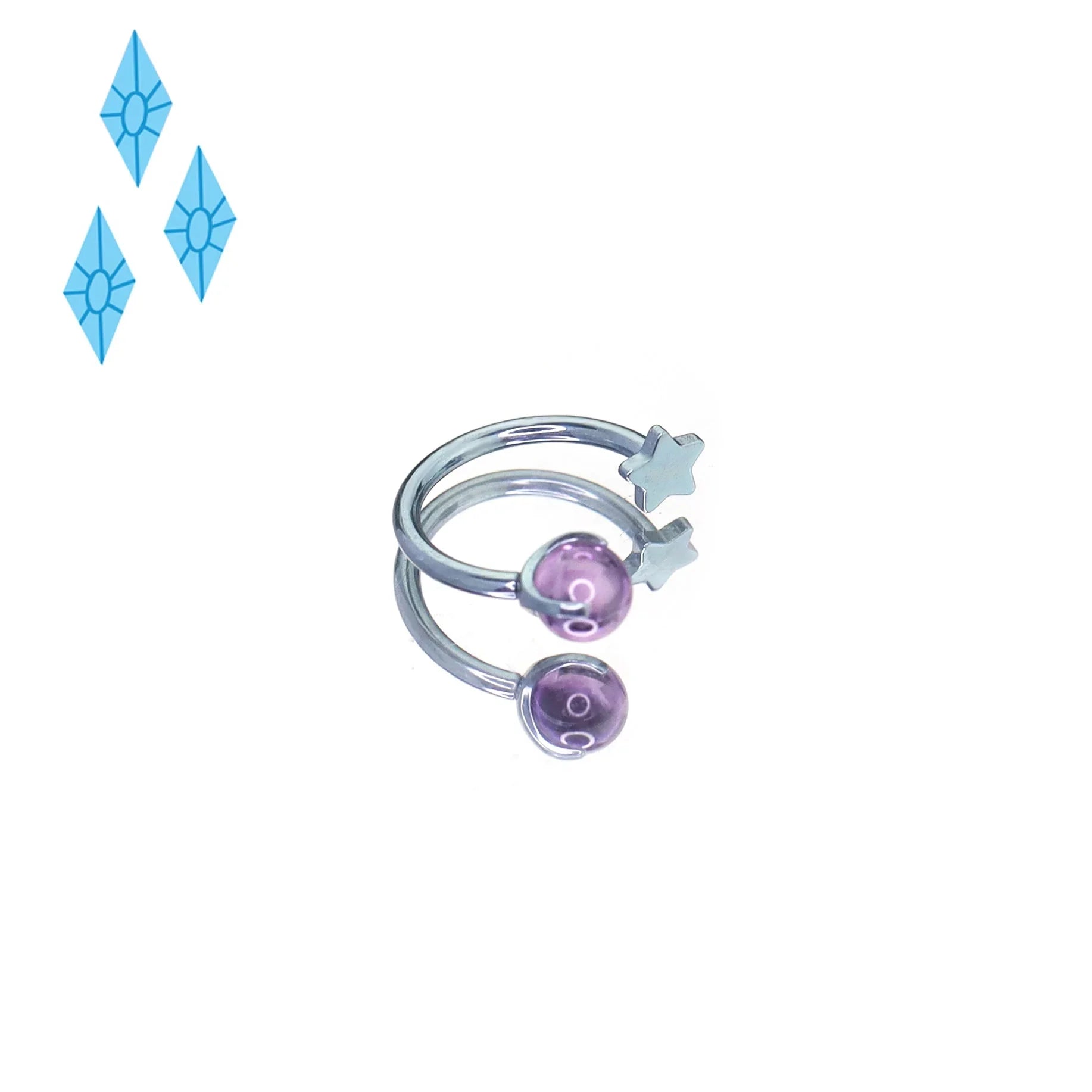 MLP Titanium Internally Threaded Zirconia Ring - Horseshoe, Cartilage, Earring & Labret - MLP Titanium Internally Threaded Zirconia Ring - Horseshoe, Cartilage, Earring & Labret - Rarity / Star / 8mm by CRUXJEWELRY