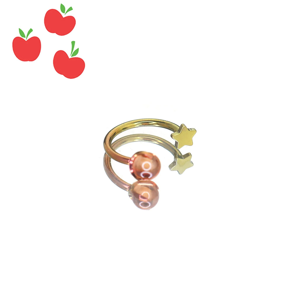 MLP Titanium Internally Threaded Zirconia Ring - Horseshoe, Cartilage, Earring & Labret - MLP Titanium Internally Threaded Zirconia Ring - Horseshoe, Cartilage, Earring & Labret - Applejack / Star / 8mm by CRUXJEWELRY