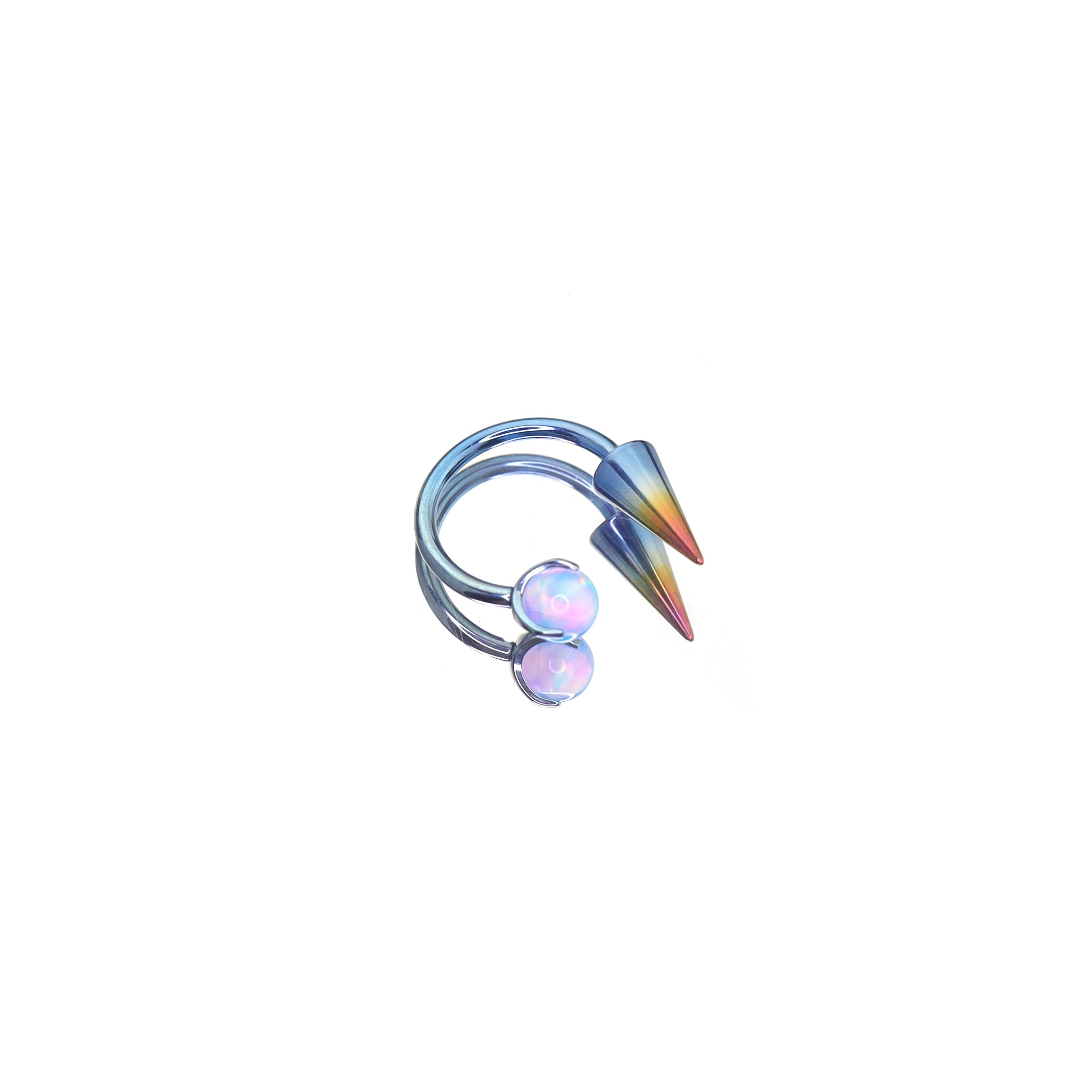 MLP Titanium Internally Threaded Zirconia Ring - Horseshoe, Cartilage, Earring & Labret - MLP Titanium Internally Threaded Zirconia Ring - Horseshoe, Cartilage, Earring & Labret - Rainbow Dash / Spike / 8mm by CRUXJEWELRY