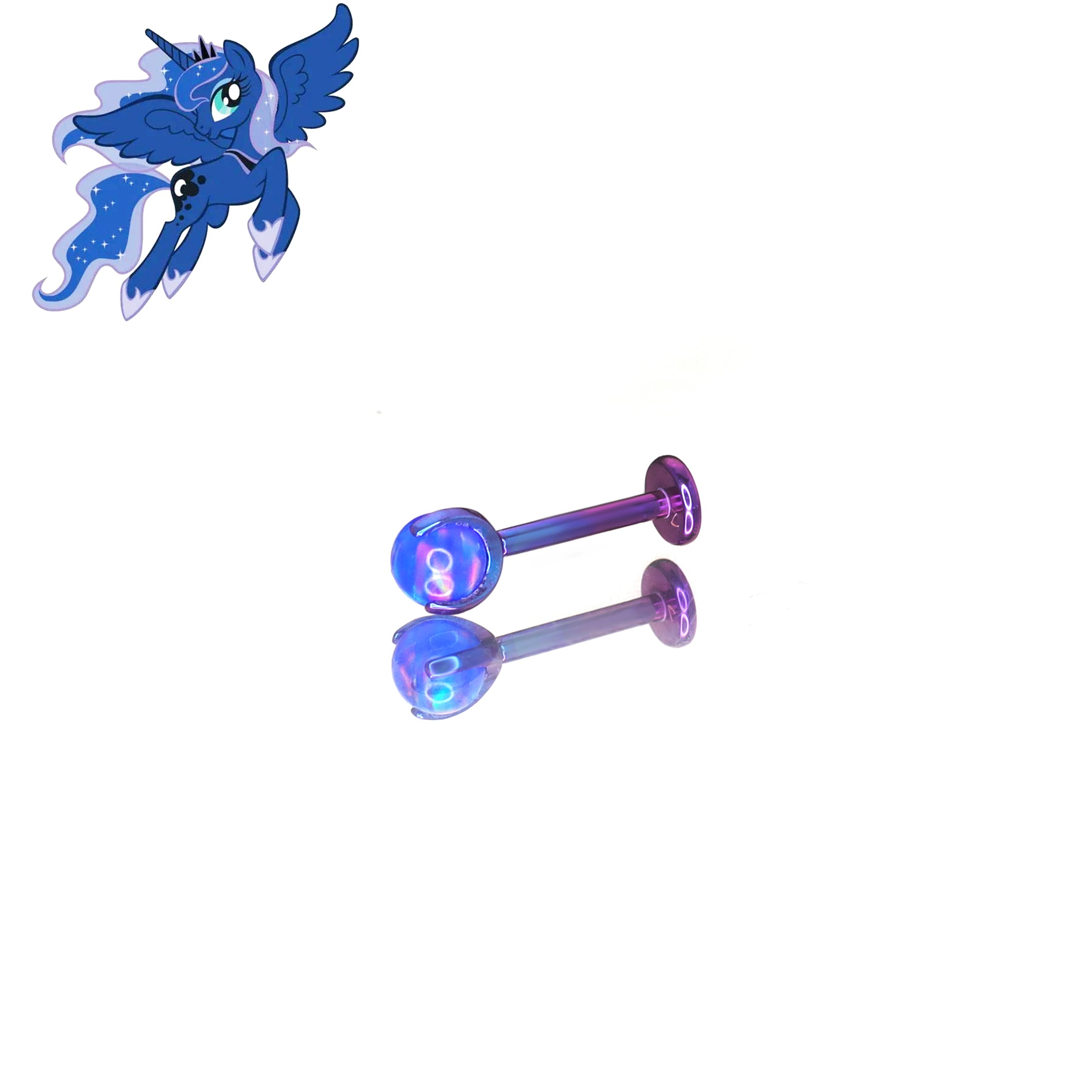 MLP F-136 Titanium Flat-Back Ear/Lip/Nostril Stud - MLP F-136 Titanium Flat-Back Ear/Lip/Nostril Stud - Princess Luna / 5mm by CRUXJEWELRY