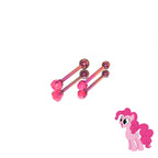 MLP Opal CZ Barbell - Tongue/Nipple Straight Barbell - MLP Opal CZ Barbell - Tongue/Nipple Straight Barbell - Pinkie Pie / 12mm / 4mm by CRUXJEWELRY