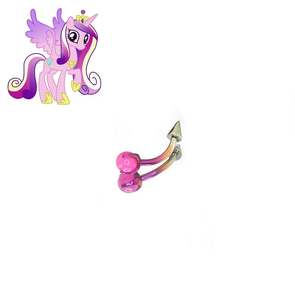 MLP Vibrant Titanium Opal-End Rook/Eyebrow Spike - MLP Vibrant Titanium Opal-End Rook/Eyebrow Spike - Princess Cadance / 6mm by CRUXJEWELRY