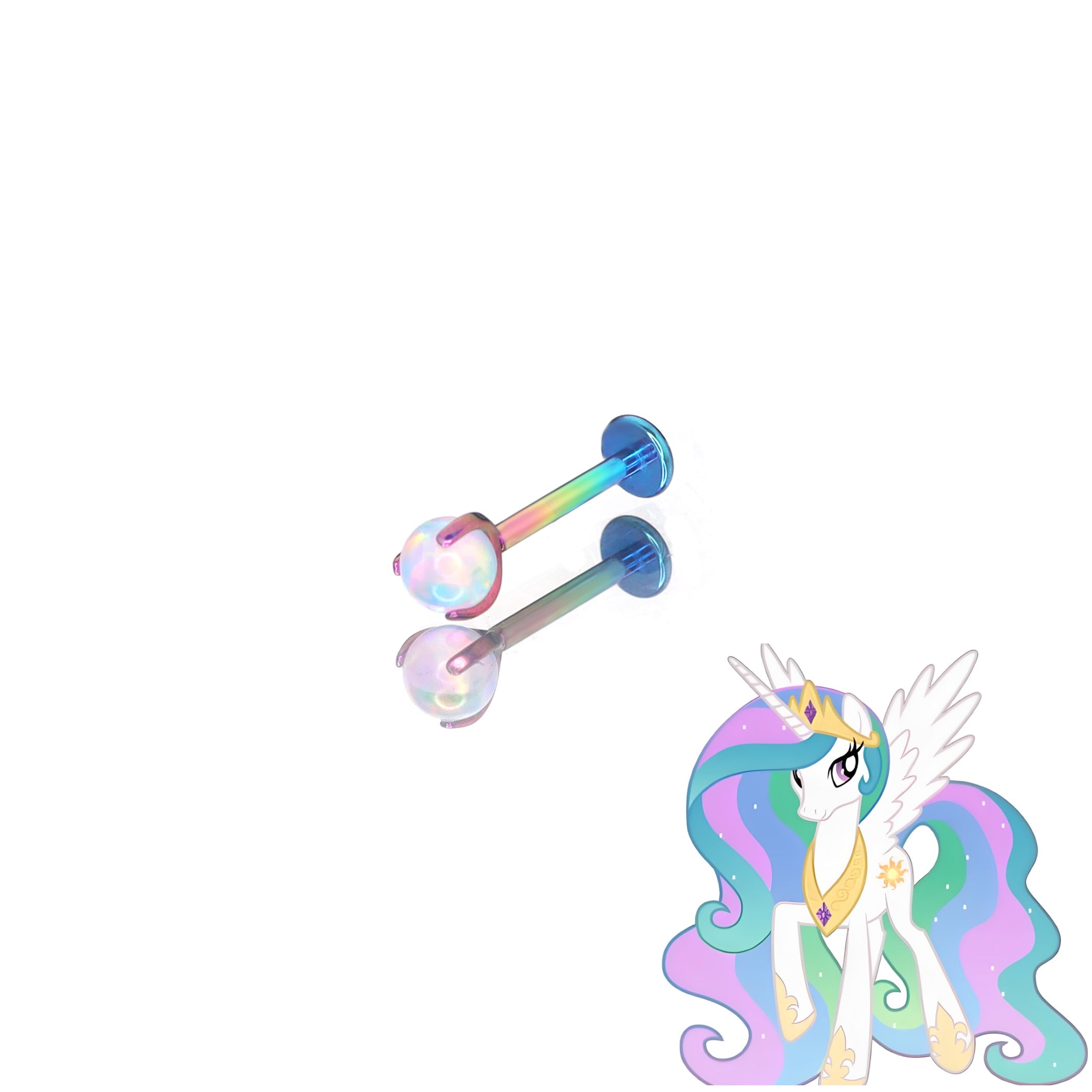 MLP F-136 Titanium Flat-Back Ear/Lip/Nostril Stud - MLP F-136 Titanium Flat-Back Ear/Lip/Nostril Stud - Princess Celestia / 5mm by CRUXJEWELRY