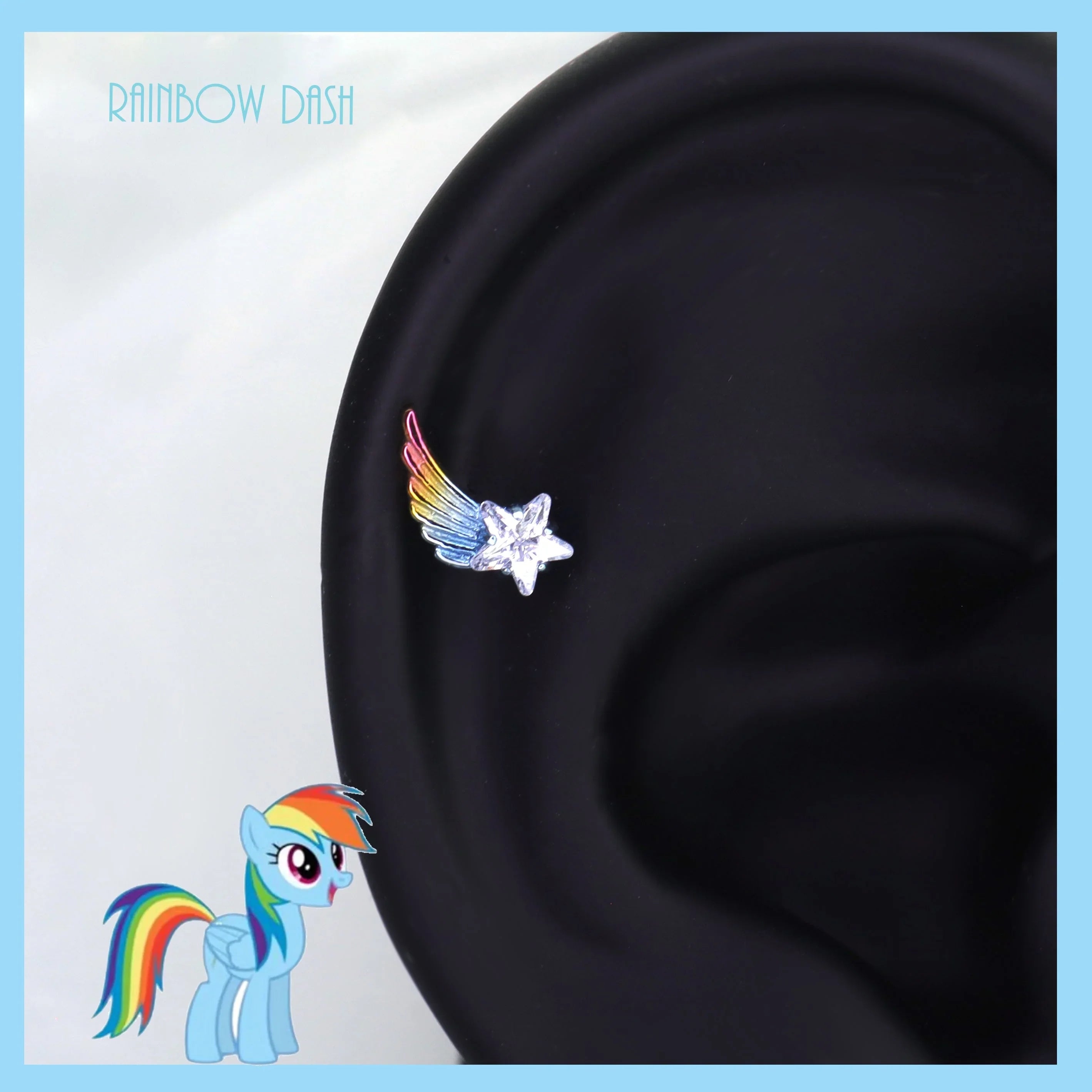MLP Rainbow Star Ear/Labret Stud - MLP Rainbow Star Ear/Labret Stud - 5mm / 18G-1.0mm by CRUXJEWELRY