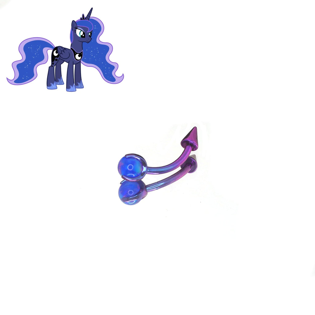 MLP Vibrant Titanium Opal-End Rook/Eyebrow Spike - MLP Vibrant Titanium Opal-End Rook/Eyebrow Spike - Princess Luna / 6mm by CRUXJEWELRY