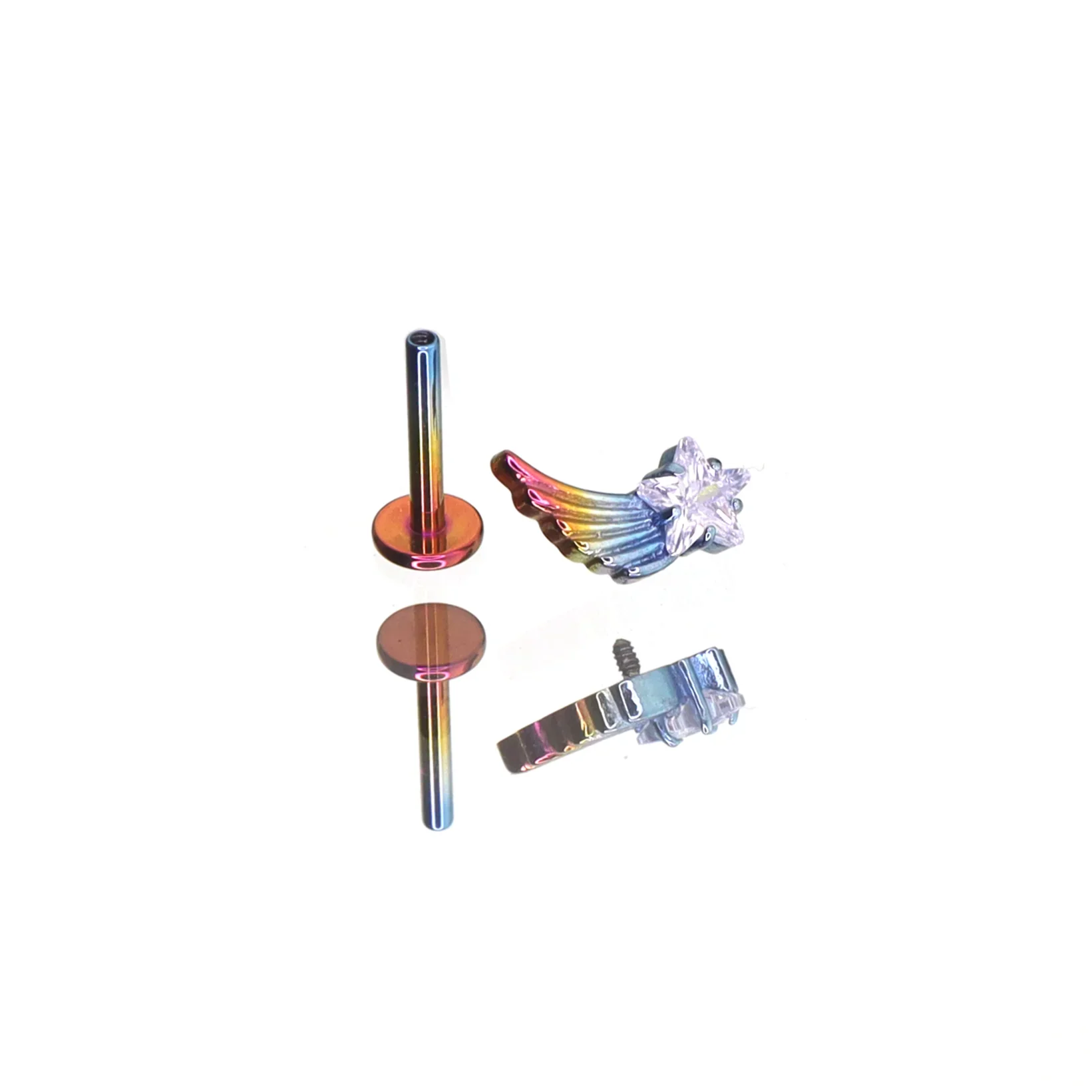 MLP Rainbow Star Ear/Labret Stud - MLP Rainbow Star Ear/Labret Stud - 5mm / 18G-1.0mm by CRUXJEWELRY