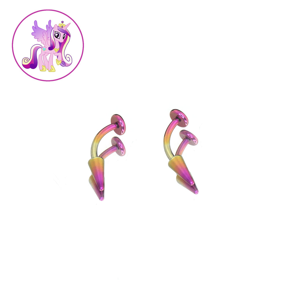 MLP Colorful Titanium Rook/Eyebrow/Lip Stud Collection - MLP Colorful Titanium Rook/Eyebrow/Lip Stud Collection - Princess Cadance / 6mm / Single by CRUXJEWELRY