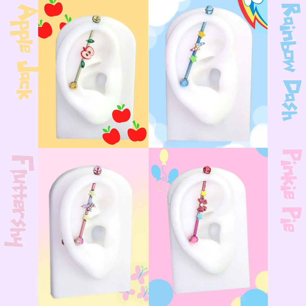 MLP Colorful Titanium Industrial Bar Collections - MLP Colorful Titanium Industrial Bar Collections - Pinkie Pie / 34mm by CRUXJEWELRY