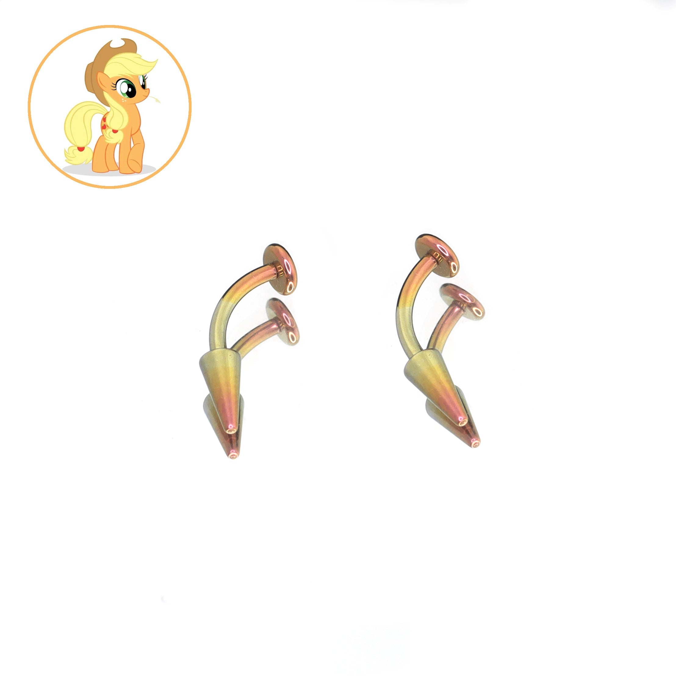 MLP Colorful Titanium Rook/Eyebrow/Lip Stud Collection - MLP Colorful Titanium Rook/Eyebrow/Lip Stud Collection - Applejack / 6mm / Single by CRUXJEWELRY